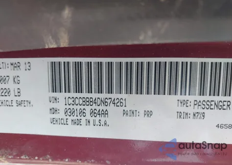 2013 Chrysler 200 Touring z USA, uszkodzony, nr VIN 1C3CCBBB4DN674261